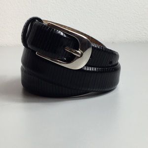 Genuine Leather Black ribbed belt Sz S